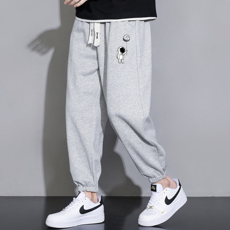 Herren Lockere Jogginghose mit Astronauten-Print, Kordelzugbund und elastischen Saumbündchen Shop Nory