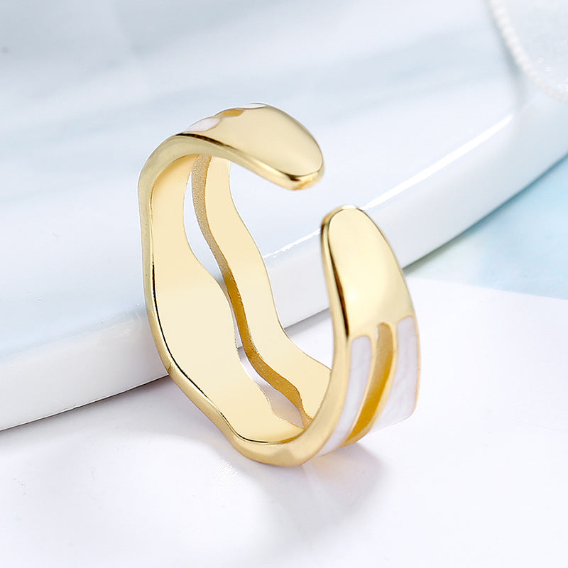 Damen Offener Ring mit elegantem Wellenmuster und funkelndem Detail Shop Nory