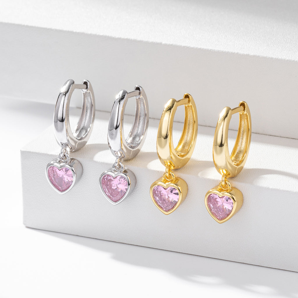 Damen Ohrhänger mit herzförmigen Zirkonsteinen und elegantem Goldfinish Shop Nory