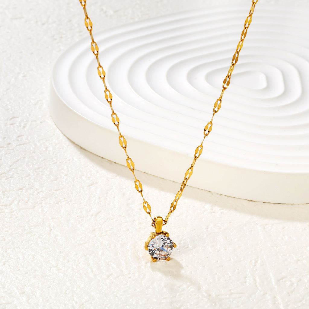 Damen elegante Halskette mit funkelndem Zirkonia-Anhänger und hochwertiger Edelstahlbeschichtung Shop Nory