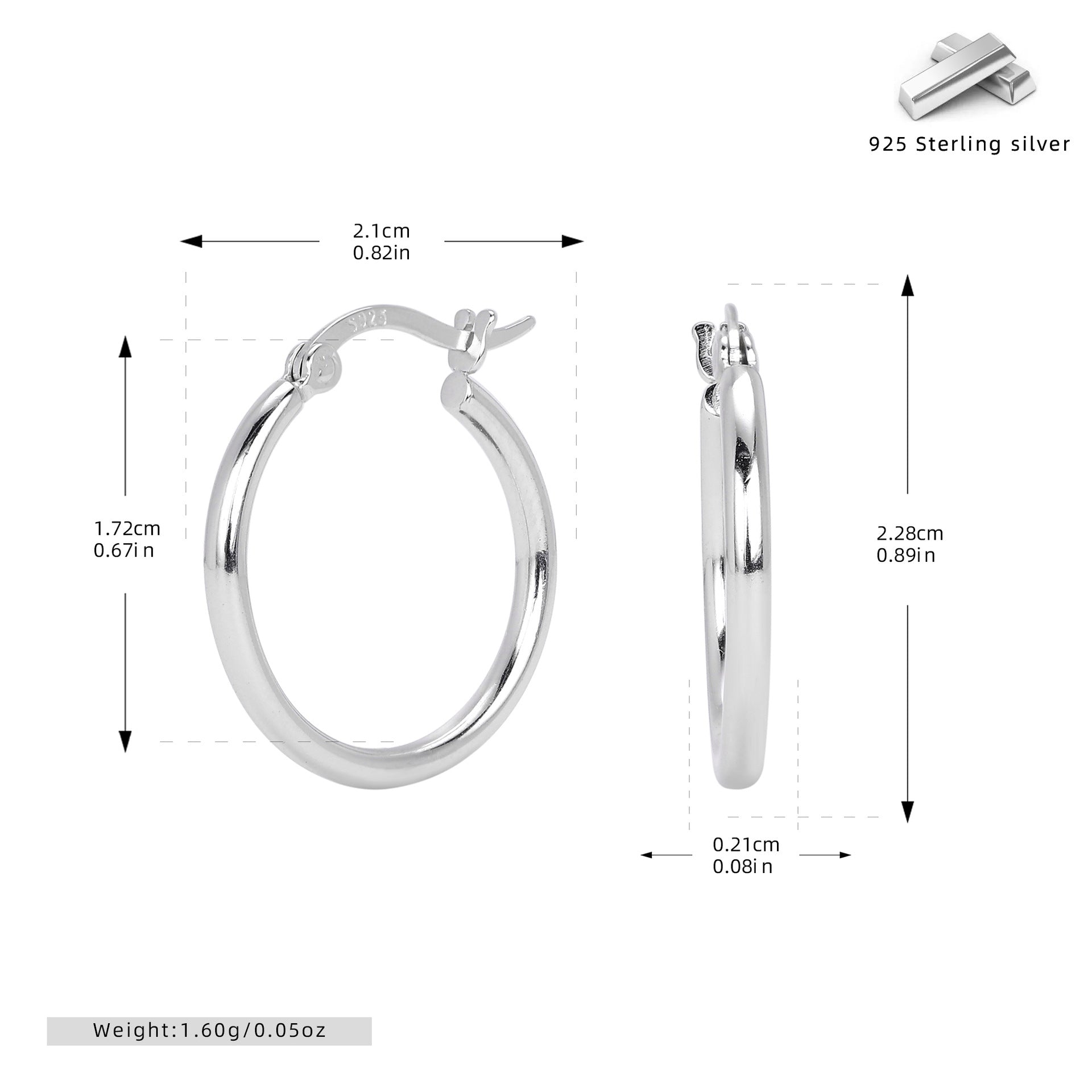 Damen Creolen im eleganten, minimalistischen Design aus 925 Sterling Silber Shop Nory