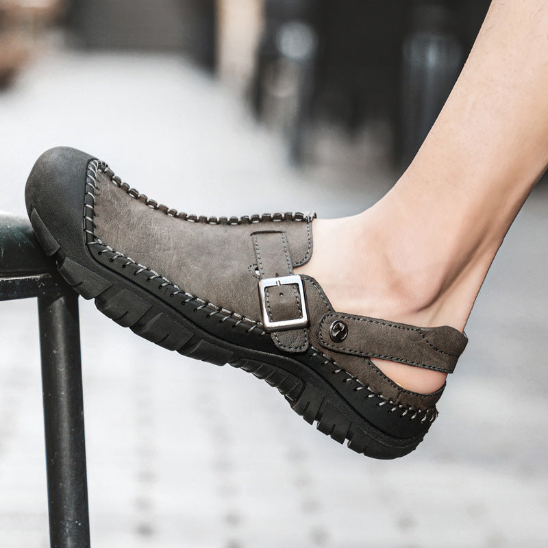 Herren Clogs aus hochwertigem Leder mit komfortablem Riemen und rutschfester Sohle