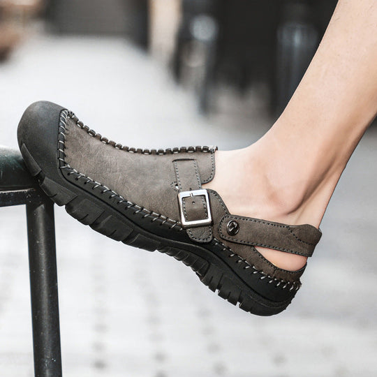 Herren Clogs aus hochwertigem Leder mit komfortablem Riemen und rutschfester Sohle