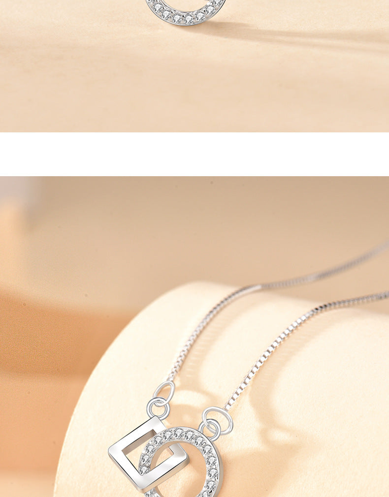 925 Sterling Silber Zirkon Boxkette Beschichtung Geometrische Anhänger Halskette | Shop Nory