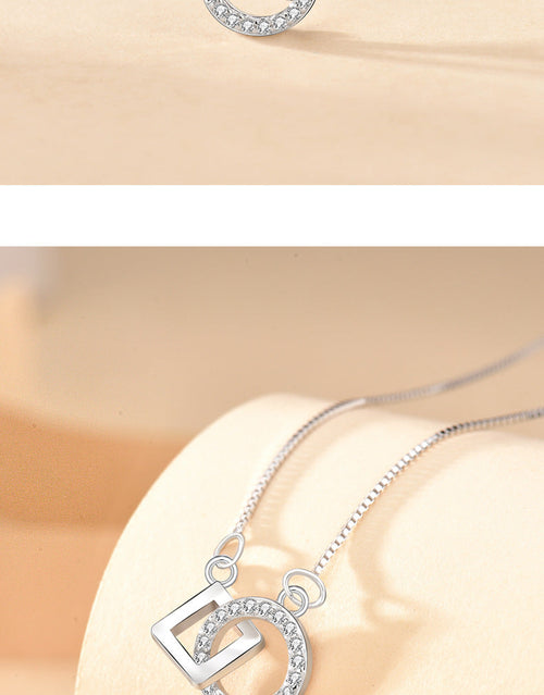 925 Sterling Silber Zirkon Boxkette Beschichtung Geometrische Anhänger Halskette | Shop Nory