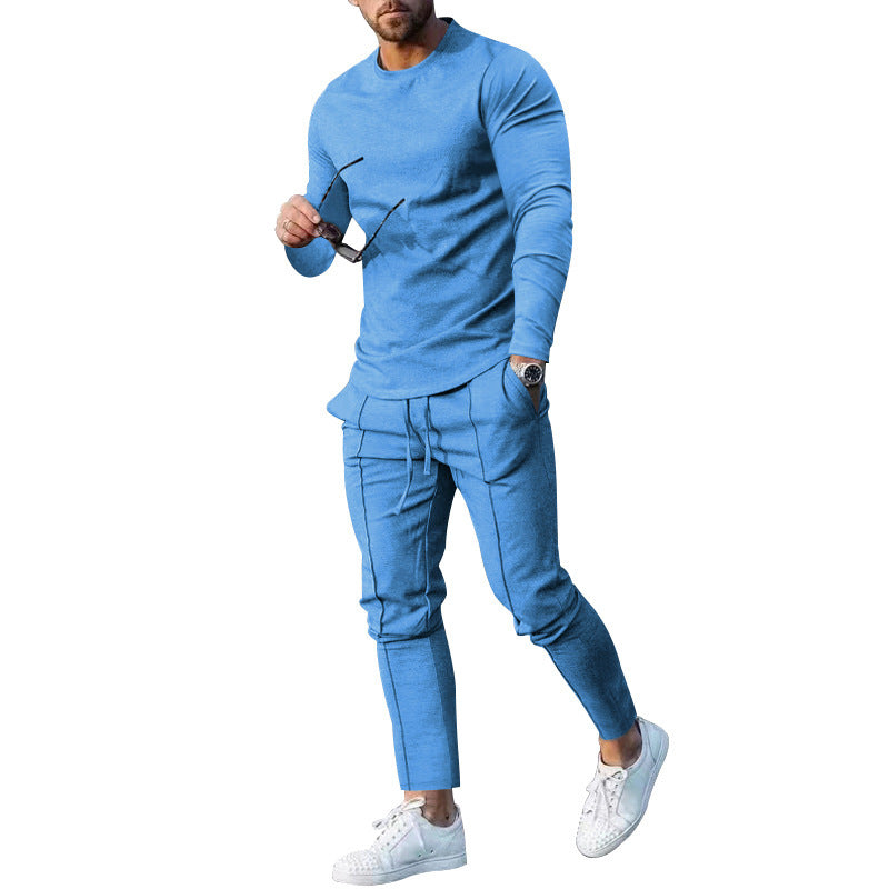 Herren nan athletisches Longsleeve- und Nahtdetail-Jogginghose-Set mit schlanker Passform Shop Nory