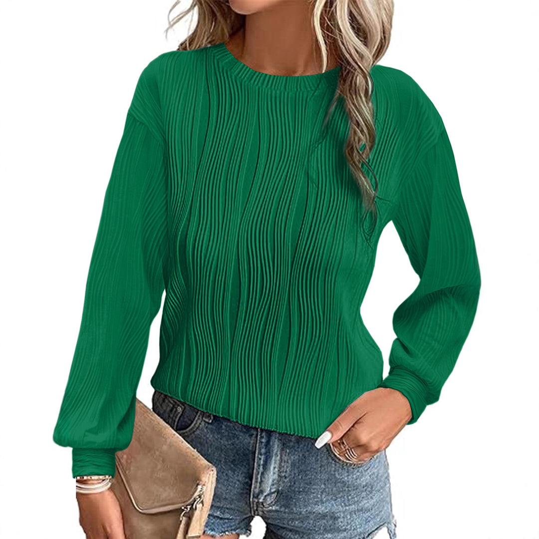 Damen Fein plissiertes Langarmshirt mit Rundhalsausschnitt und strukturierter Wellenoptik Shop Nory