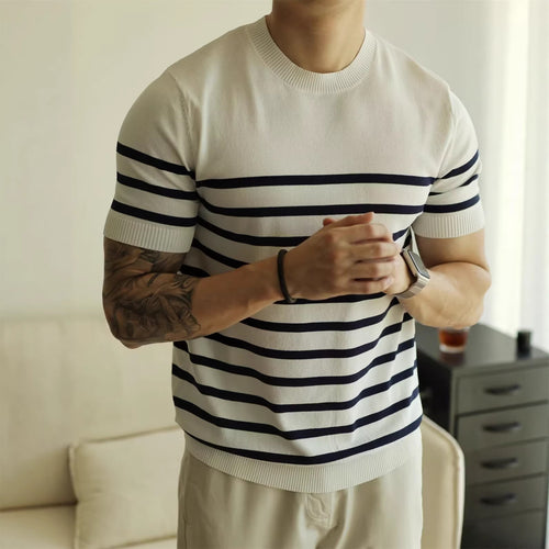 Herren Modischer gestreifter Strickpullover Shop Nory