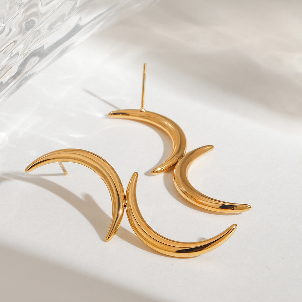 Damen Ohrhänger mit elegantem Monddesign aus hypoallergenem Edelstahl Shop Nory
