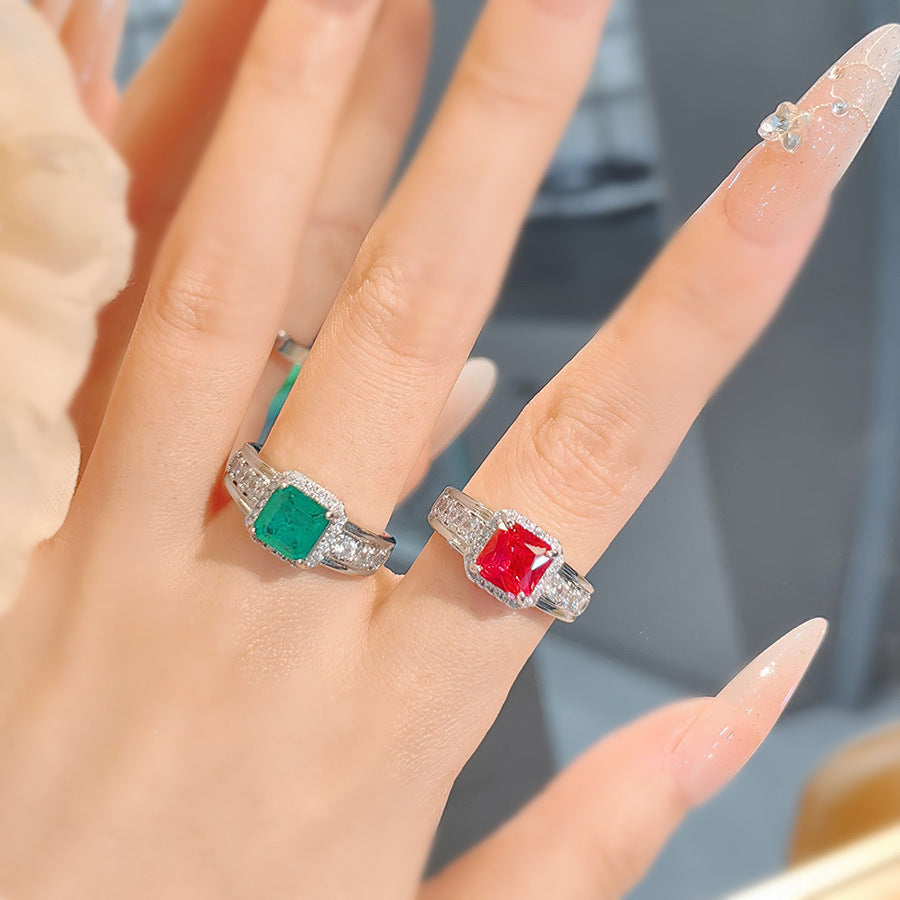 Damen eleganter Verlobungsring mit rotem Stein und Zirkonia Shop Nory