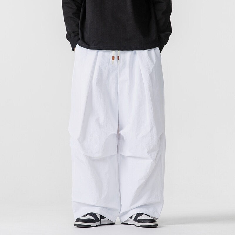 Herren Weite Utility-Loungehose mit überlappenden Falten und Kordelzugbund Shop Nory