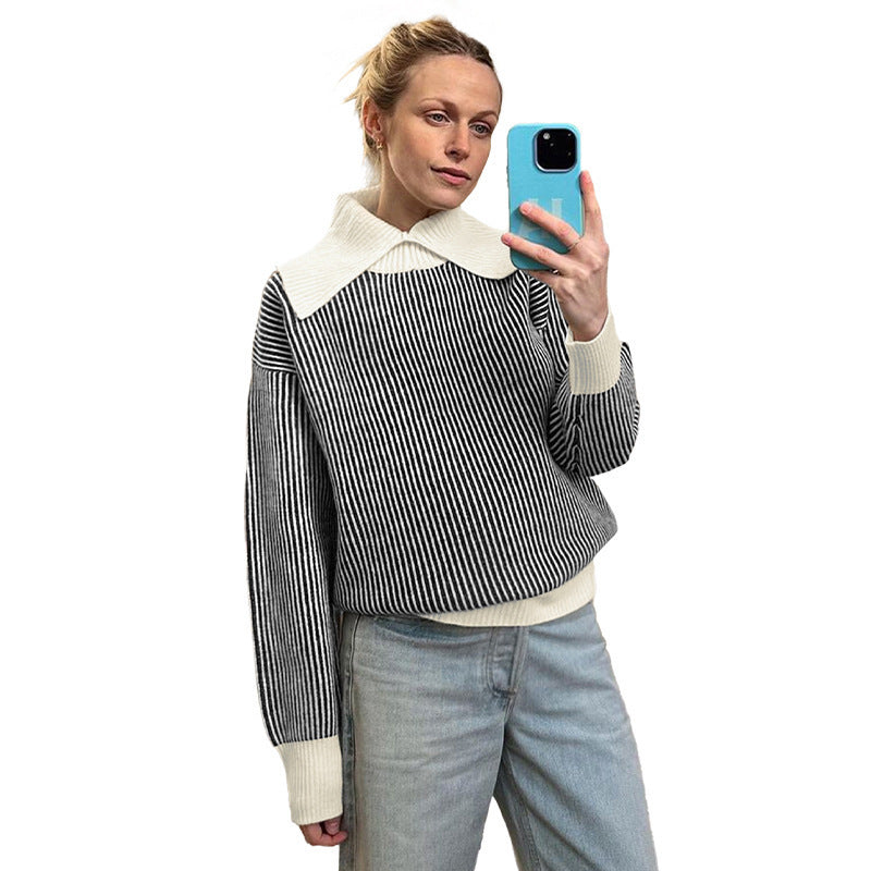 Damen Oversized Pullover mit Kragen Shop Nory