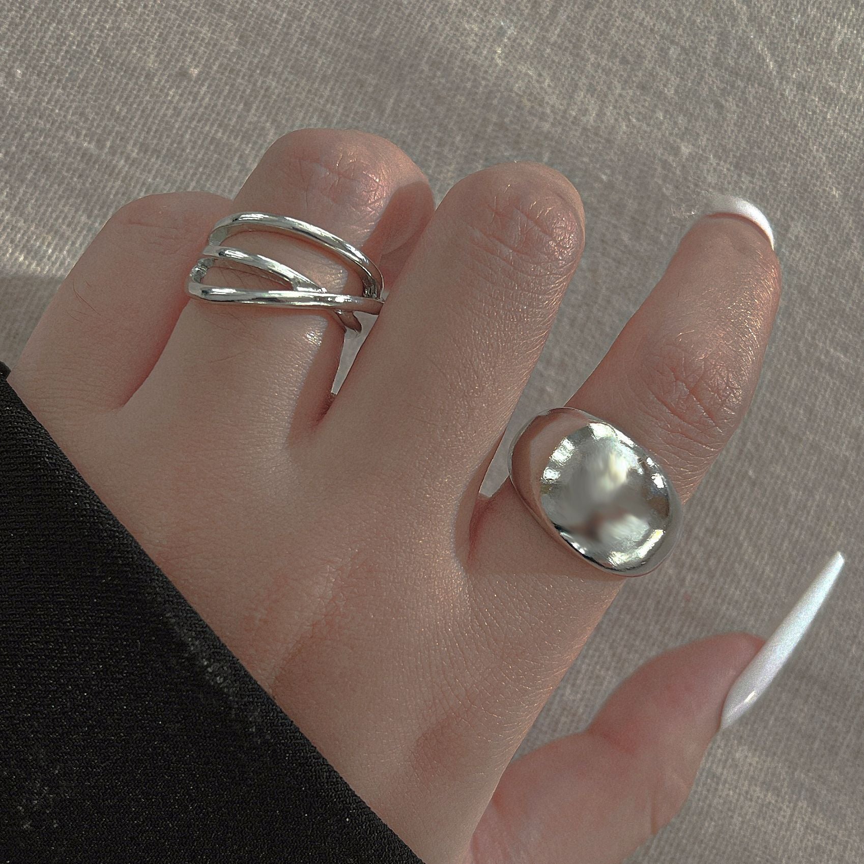 Damen Ring-Set mit künstlerischem, geschwungenem Design Shop Nory