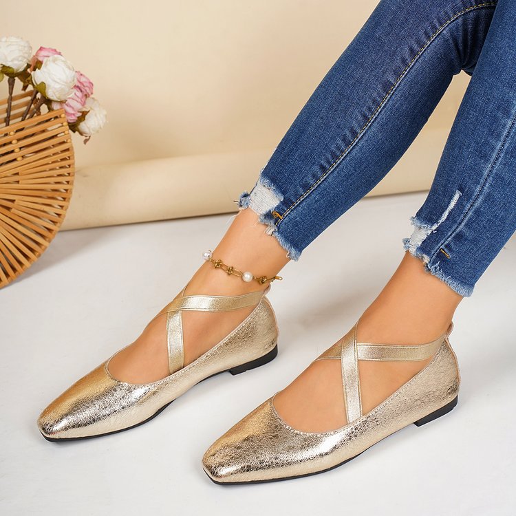 Damen Elegante und bequeme Ballerinas mit überkreuzten Riemen
