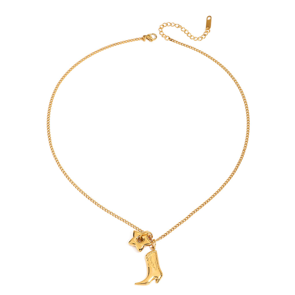 Damen Halskette mit stilvollem Stiefelmotiv aus hypoallergenem Edelstahl Shop Nory