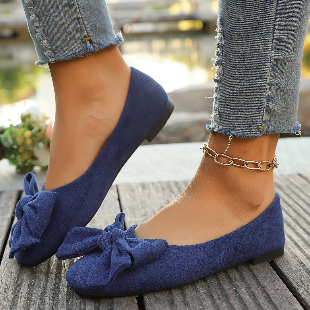 Damen Ballerina-Schuhe mit dekorativer Schleifenapplikation und bequemer Innenpolsterung Shopnory