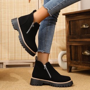 Damen Kurzschaft-Stiefelette aus Velourslederoptik mit profilierter Gummisohle und seitlichem Reißverschluss Shop Nory