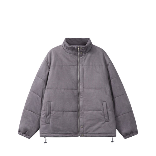 Unisex Boxy‑Steppjacke im Samtfinish mit hohem Funnelkragen und verstellbarem Saum Shop Nory