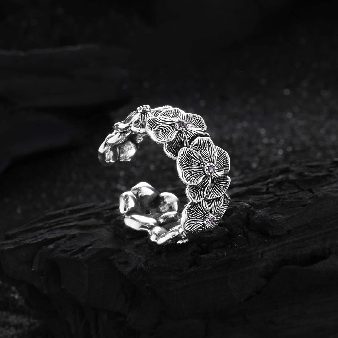 Damen Offener Ring mit filigranem Blumenmotiv Shop Nory