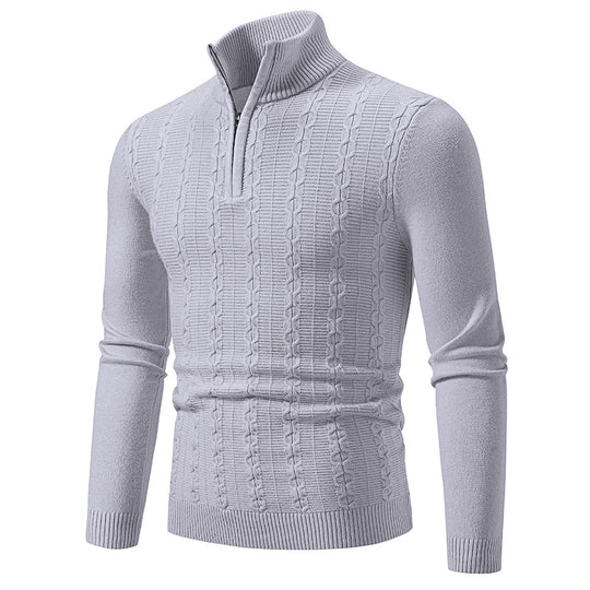 Herren Schmaler Halbzip-Zopfmuster-Pullover mit Thermo-Feinstrick und Rippsaum Shop Nory