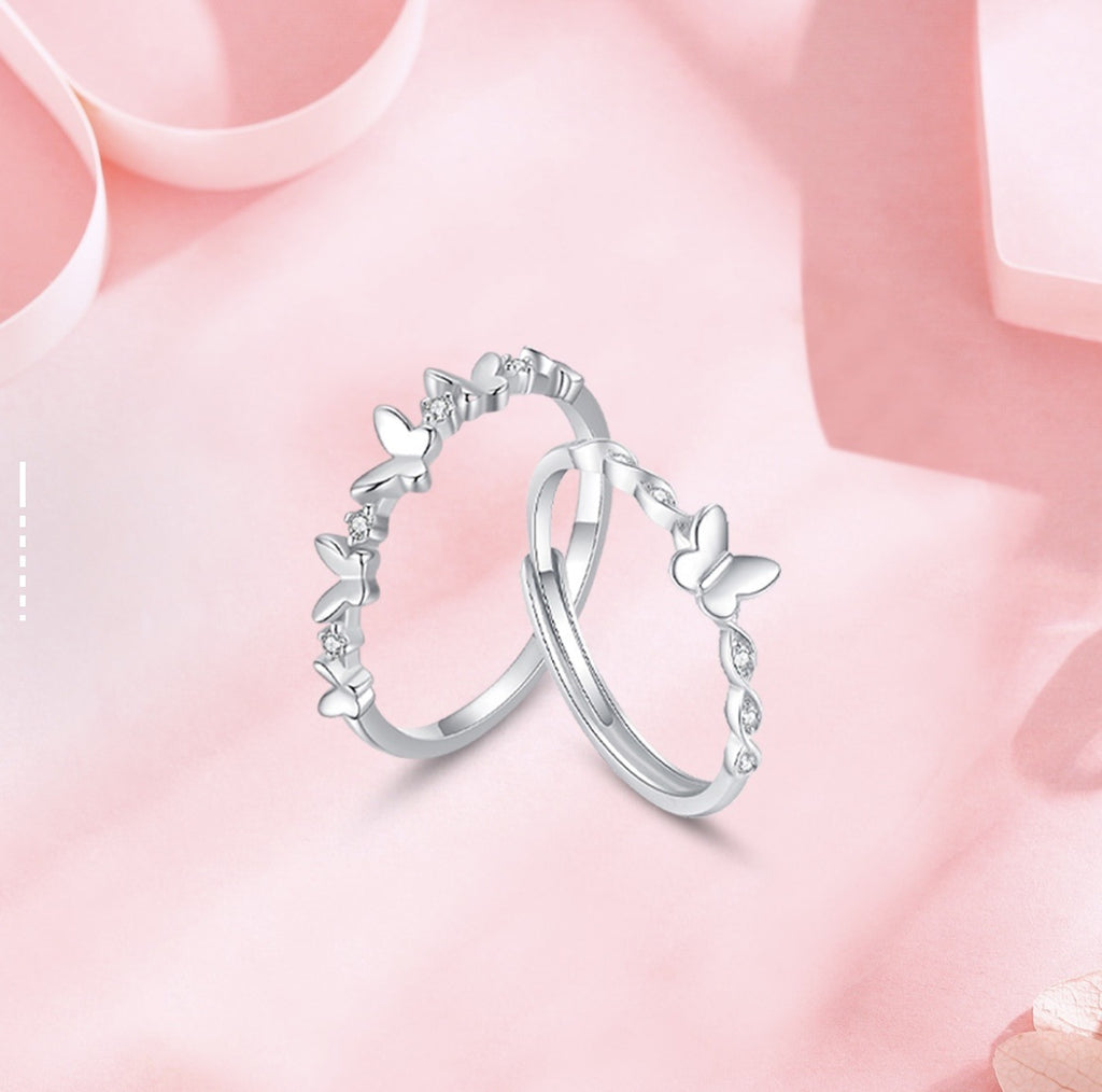 Damenring mit verspieltem Schmetterlingsdesign und funkelnden Zirkonia Shop Nory