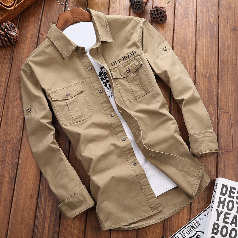 Herren Longline Canvas-Overshirt im Utility-Stil mit Brustpattentaschen Shop Nory