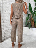 Damen zwei-teiliges Set mit peplum Oberteil und weit geschnittenen Hosen