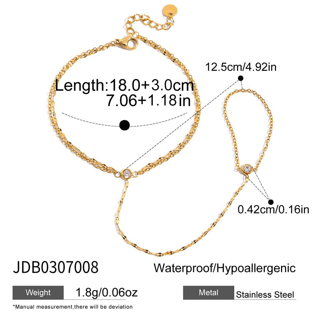 Damen Armband mit funkelndem Kristall und doppeltem Ketten-Design Shop Nory