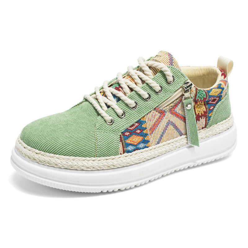 Damen espadrille-inspirierte Plateau-Sneaker mit gewebten Ethno-Einsätzen, seitlichem Reißverschluss und gedämpfter Leichtsohle Shop Nory