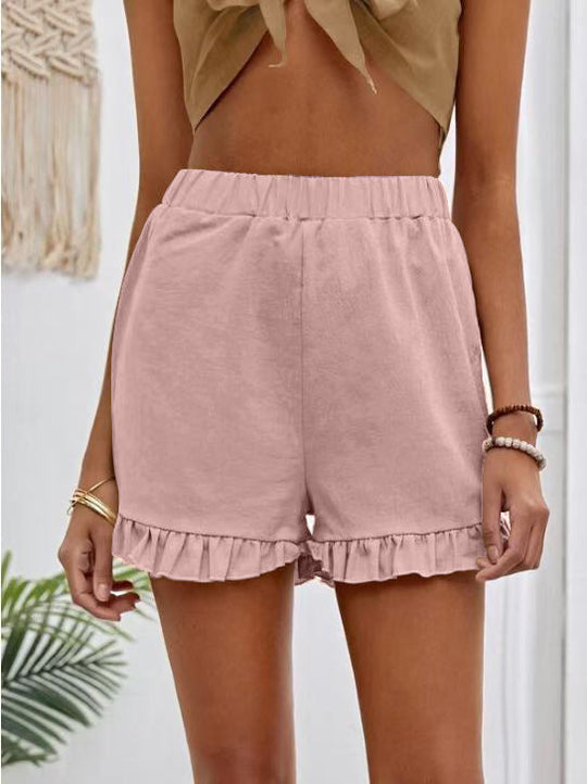 Damen Shorts mit Rüschendetails und Elastischem Bund