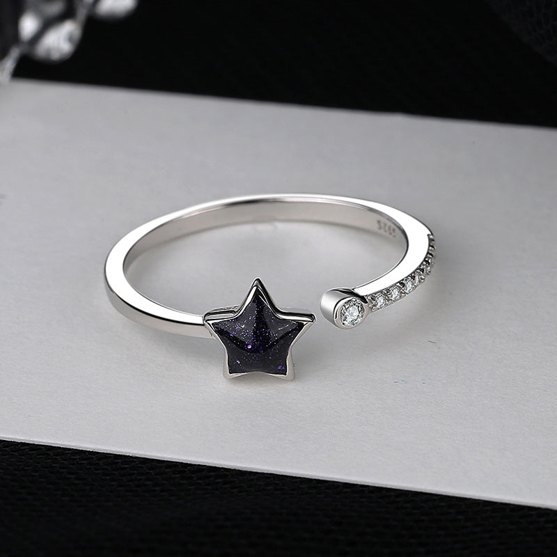 Damen offener Ring mit funkelndem Sternenanhänger aus hochwertigem Edelstahl Shop Nory