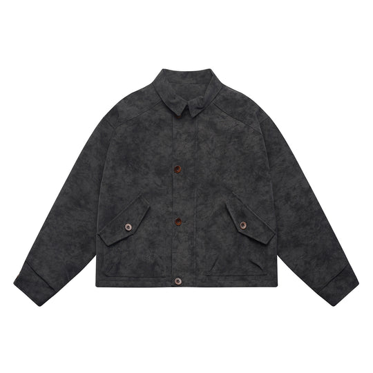 Herren Kurz geschnittener Suede‑Optik Blouson mit aufgesetzten Klappentaschen und Hemdkragen Shop Nory