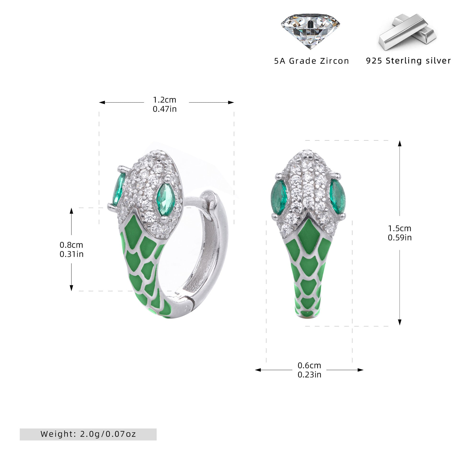 Damen Ohrhänger im stilvollen Schlangen-Design aus 925 Sterling Silber Shop Nory