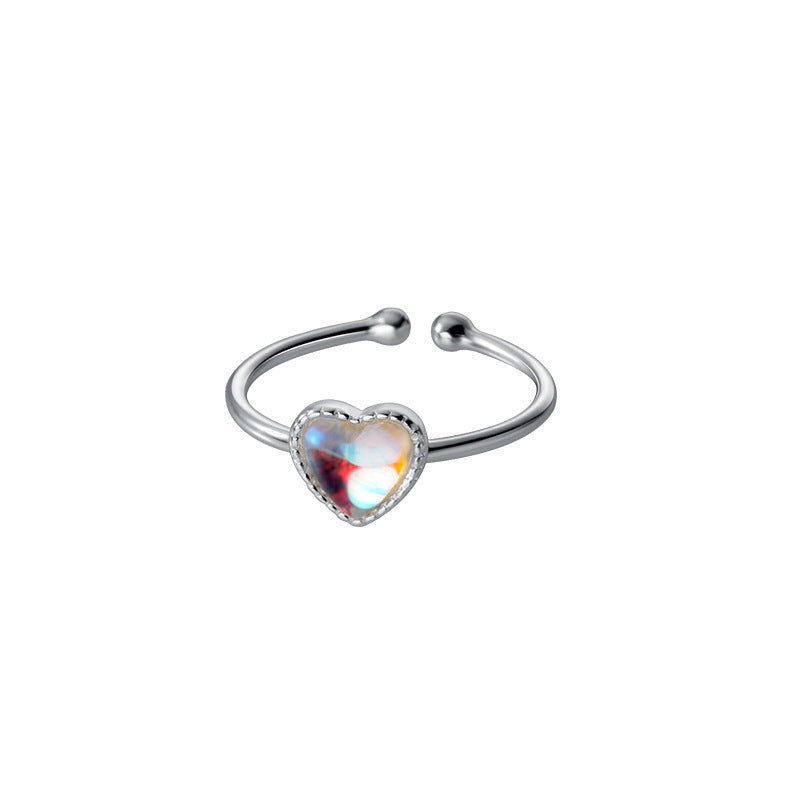 Damen Offener Herzring mit funkelndem Stein Shop Nory
