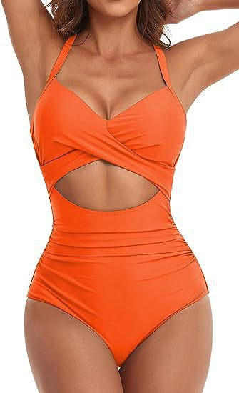 Damen Cut-Out Badeanzug mit Kreuzgurt