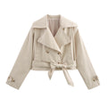 Damen kurze Trenchjacke mit eleganter Taillierung und praktischen Taschen