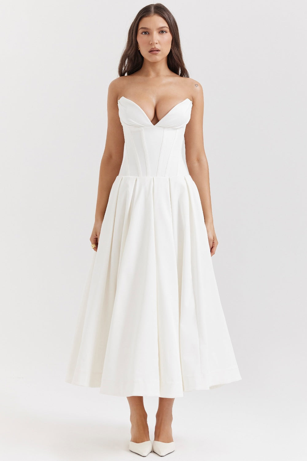 Damen A-Linien Abendkleid mit Korsett-Oberteil und schwingendem Rock