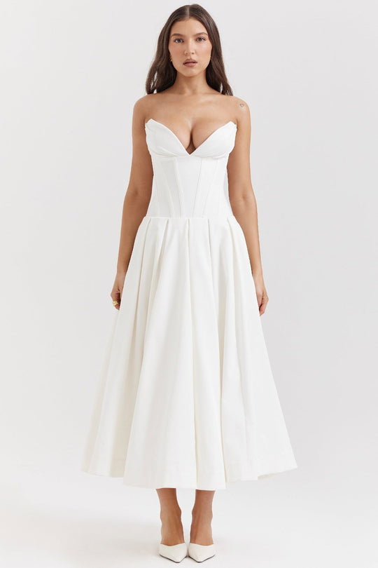Damen A-Linien Abendkleid mit Korsett-Oberteil und schwingendem Rock