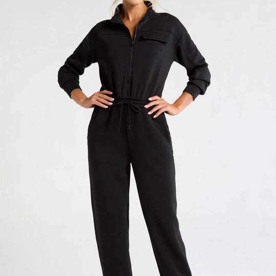 Damen Modischer Jumpsuit mit Stehkragen und Kordelzug