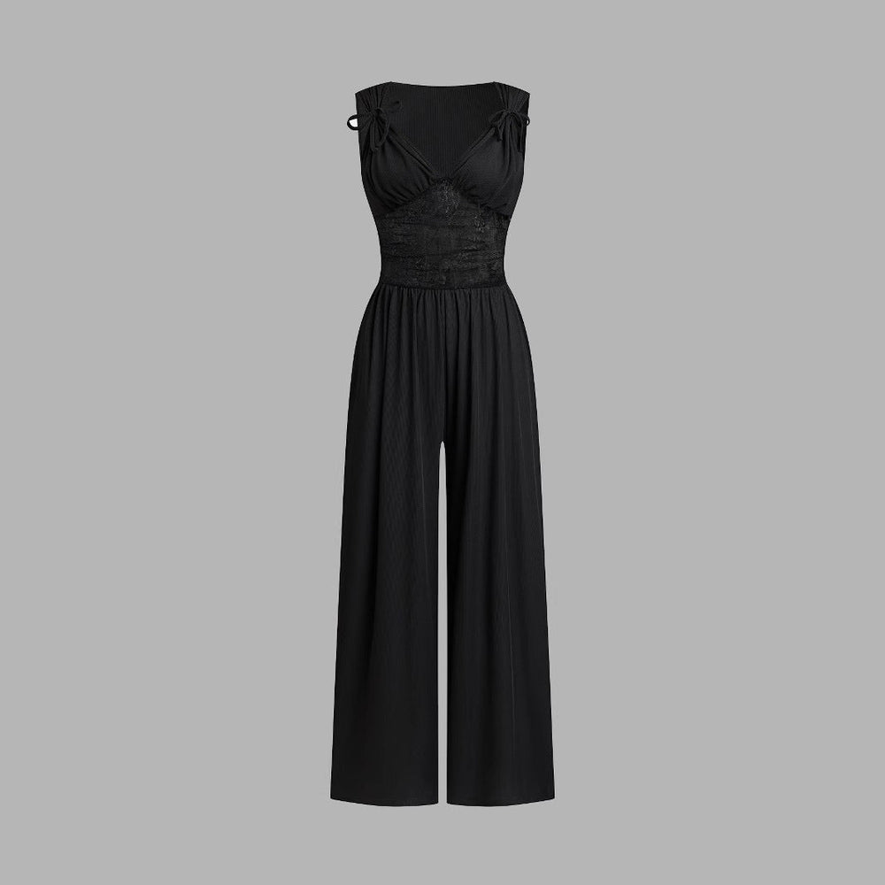 Damen eleganter Jumpsuit mit verstellbaren Trägern und weiten Beinen Shopnory