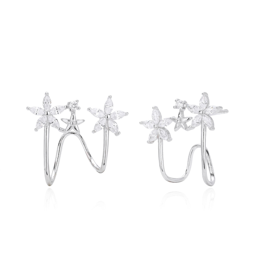 Damen Ohrstecker mit floralen Motiven und funkelnden Zirkonsteinen Shop Nory