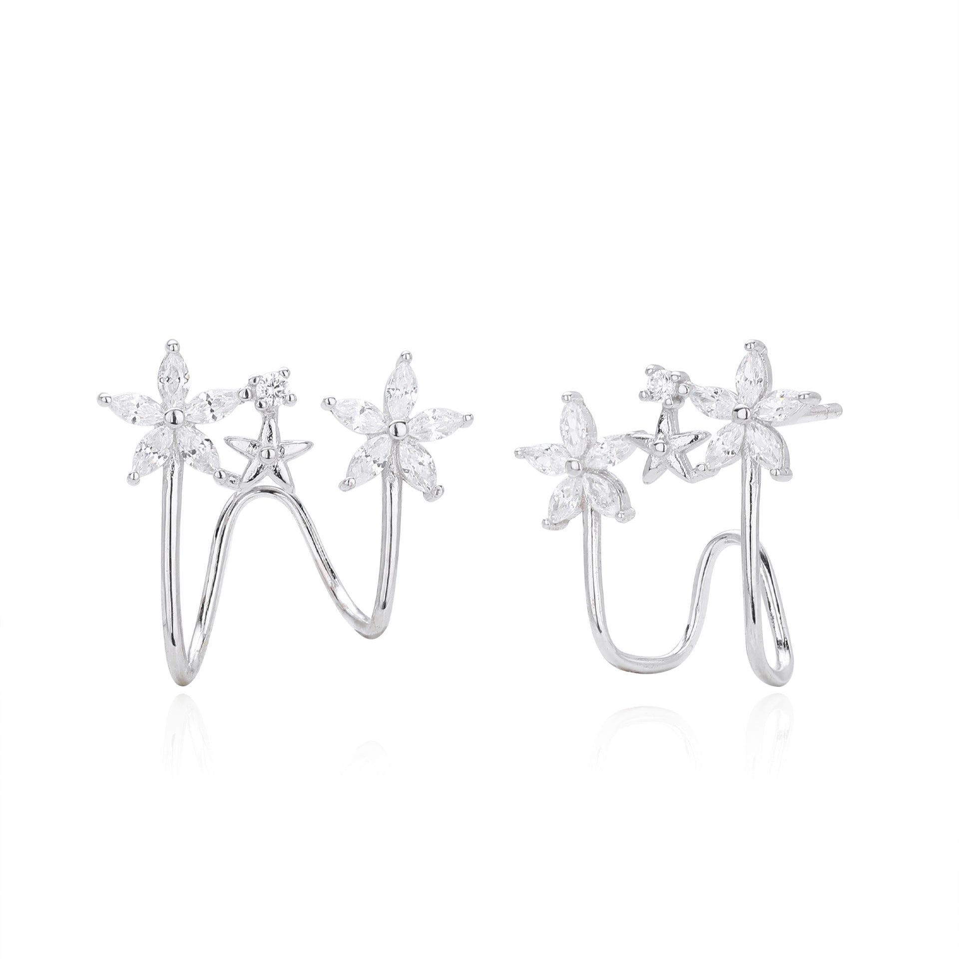 Damen Ohrstecker mit floralen Motiven und funkelnden Zirkonsteinen Shop Nory