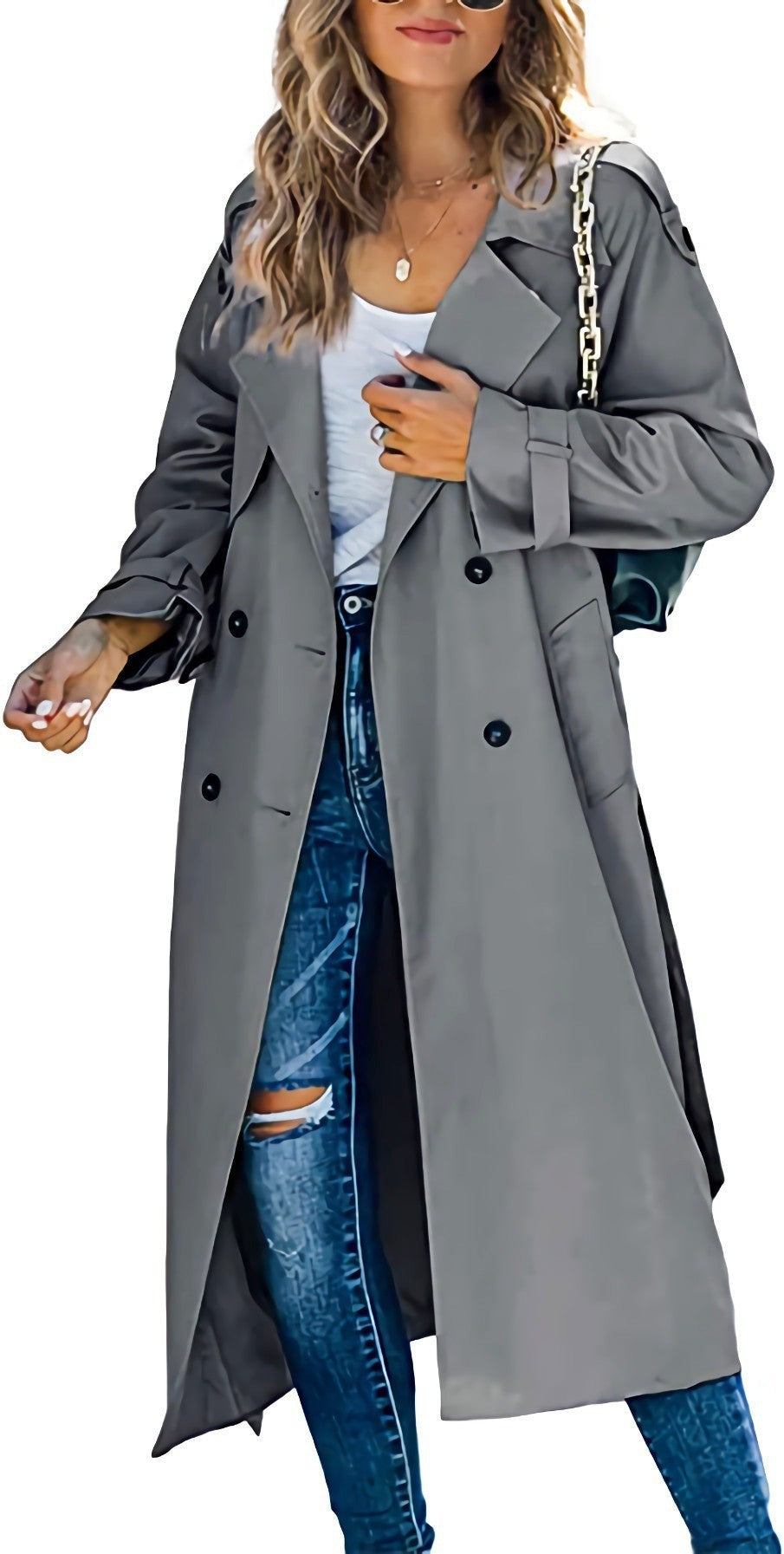 Damen Modischer Trenchcoat mit doppelter Knopfleiste und lässigem Schnitt