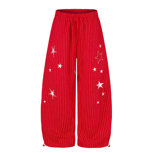 Damen Weite Palazzo-Sweathose mit Nadelstreifen, Sternprint & verstellbarem Saum Shop Nory