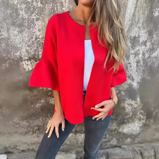 Damen Kurzjacke aus Strukturstrick mit 3/4 Ballonärmeln Shop Nory