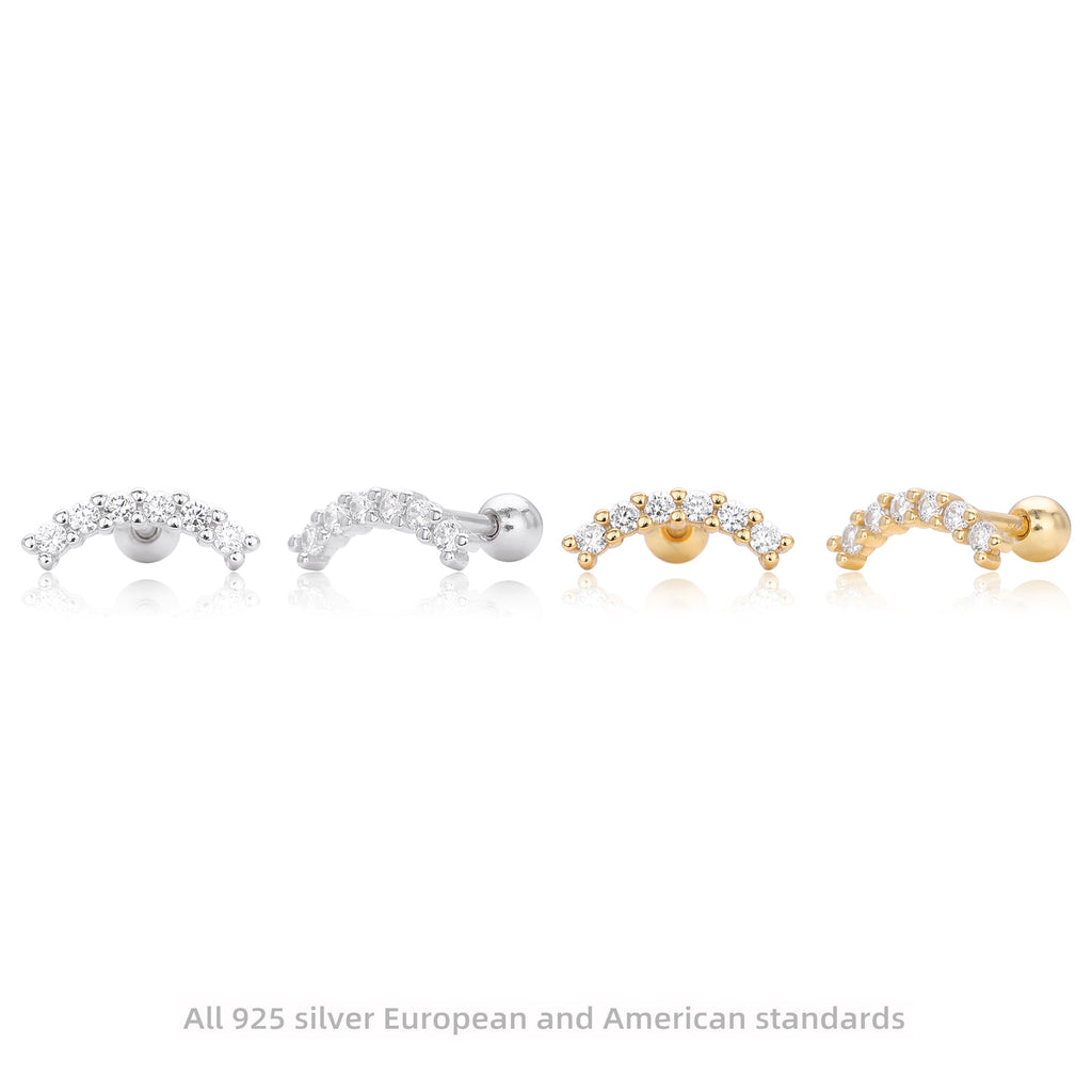 Damen Ohrstecker mit eleganter Bögen-Design aus 925 Sterling Silber Shop Nory