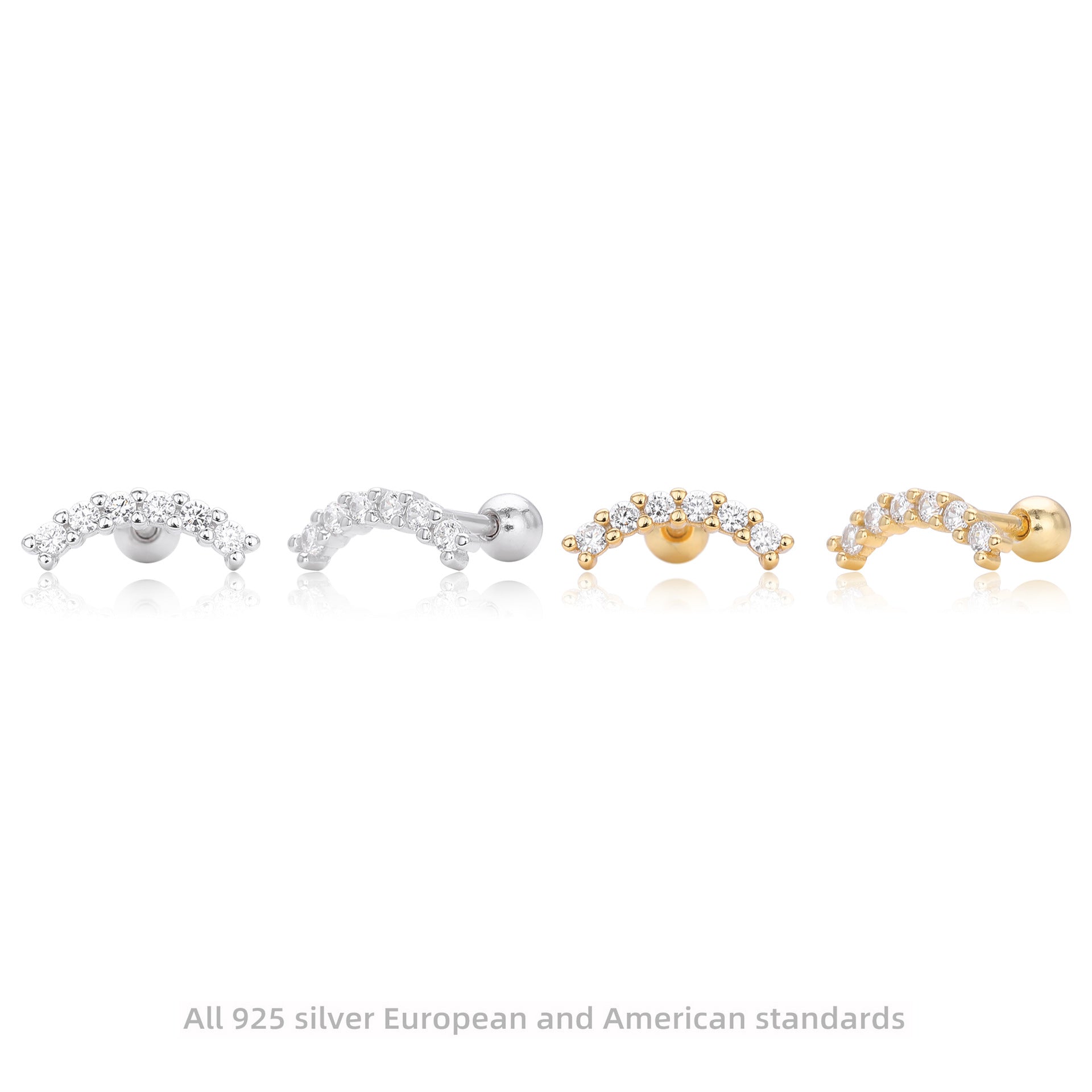 Damen Ohrstecker mit eleganter Bögen-Design aus 925 Sterling Silber Shop Nory