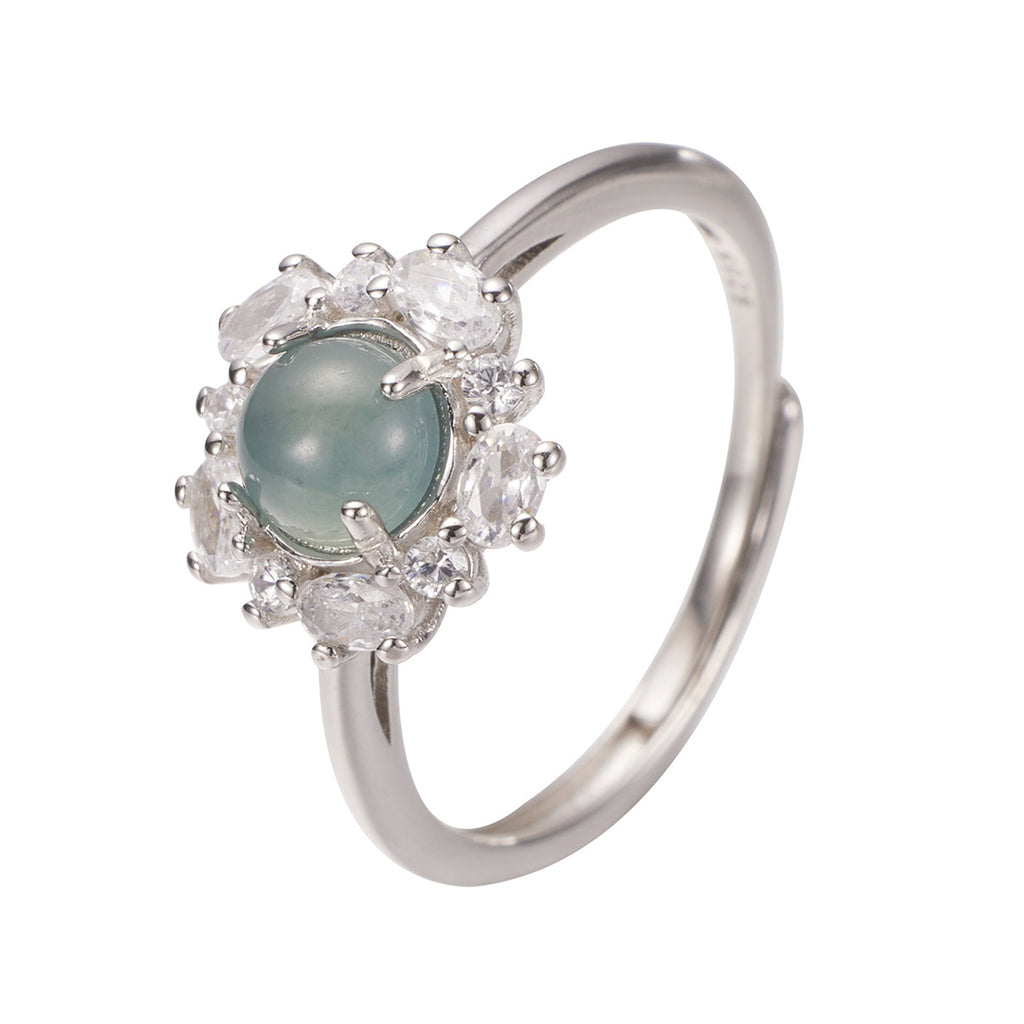Damen Ring mit exquisitem, facettiertem Edelstein und funkelnden Zirkoniasteinen Shop Nory