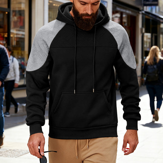 Herren Kapuzenpullover mit texturierter Schulterpasse, Kängurutasche und Raglanärmeln Shop Nory