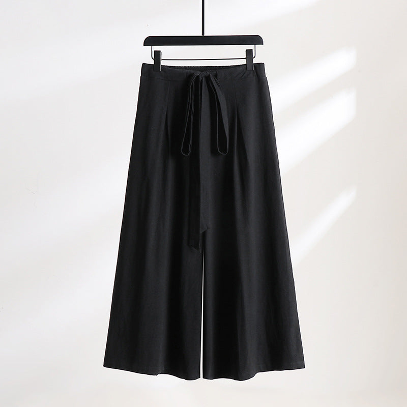 Damen Palazzo-Culotte mit elastischem Bund und Bindegürtel Shop Nory